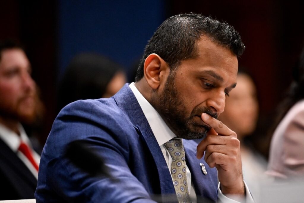 Kash Patel, director of the Federal Bureau of Investigation (FBI), during a House Intelligence Committee hearing on worldwide threats in Washington, DC, US, on Thursday, March 19, 2026. Spy chief Tulsi Gabbard dodged questions about the severity of the threat posed by Iran in Senate testimony on Wednesday, with the long-time skeptic of foreign interventions careful not to contradict either her own past beliefs or the Trump administration's stance on the conflict.