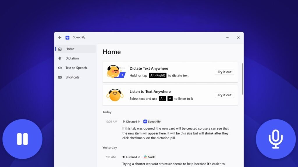 Speechify's Windows app uses local models for transcription and dictation