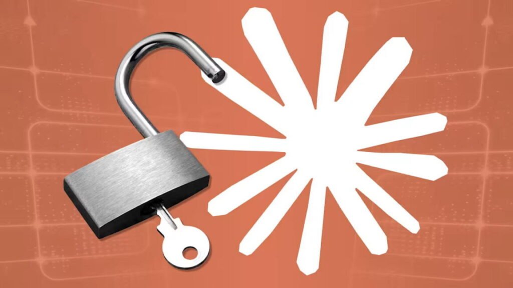 A paper cutout of Anthropic's logo and a padlock next to it