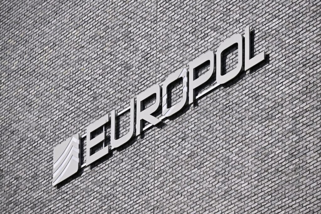 This general view shows the exterior of the European Union (EU) police agency Europol headquarters in The Hague on March 28, 2026.