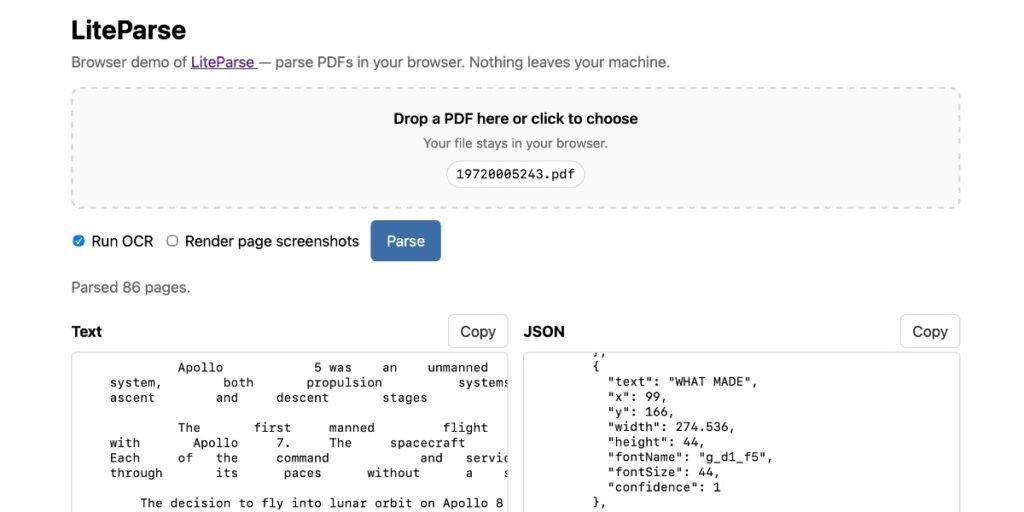 Extract PDF text in your browser with LiteParse for the web