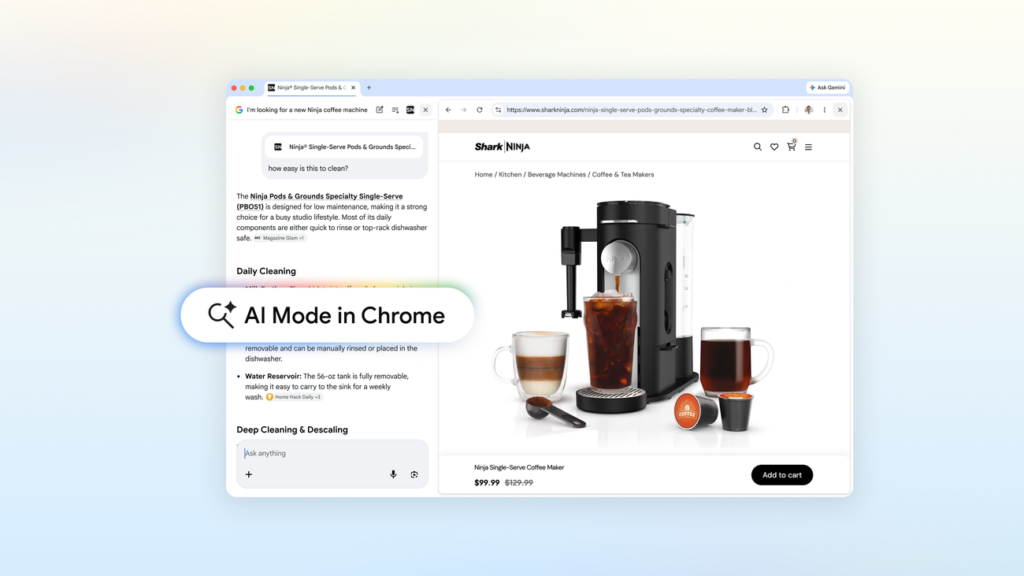 Google upgrades AI Mode in the Chrome browser Google upgrades AI Mode in the Chrome browser
