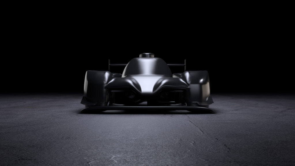 A rendering of a race car