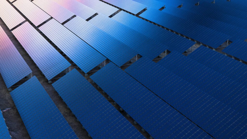 Image of large rows of solar panels.