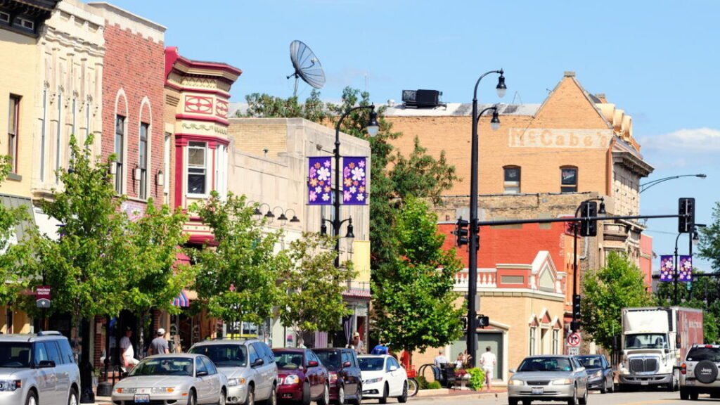 Shot of downtown Dekalb, IL