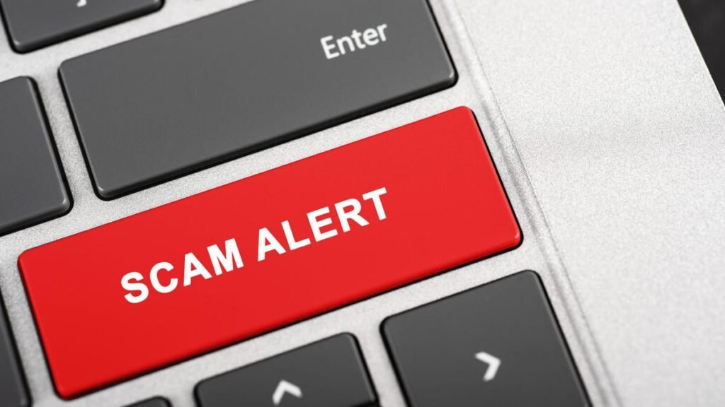 Scam key on computer keyboard