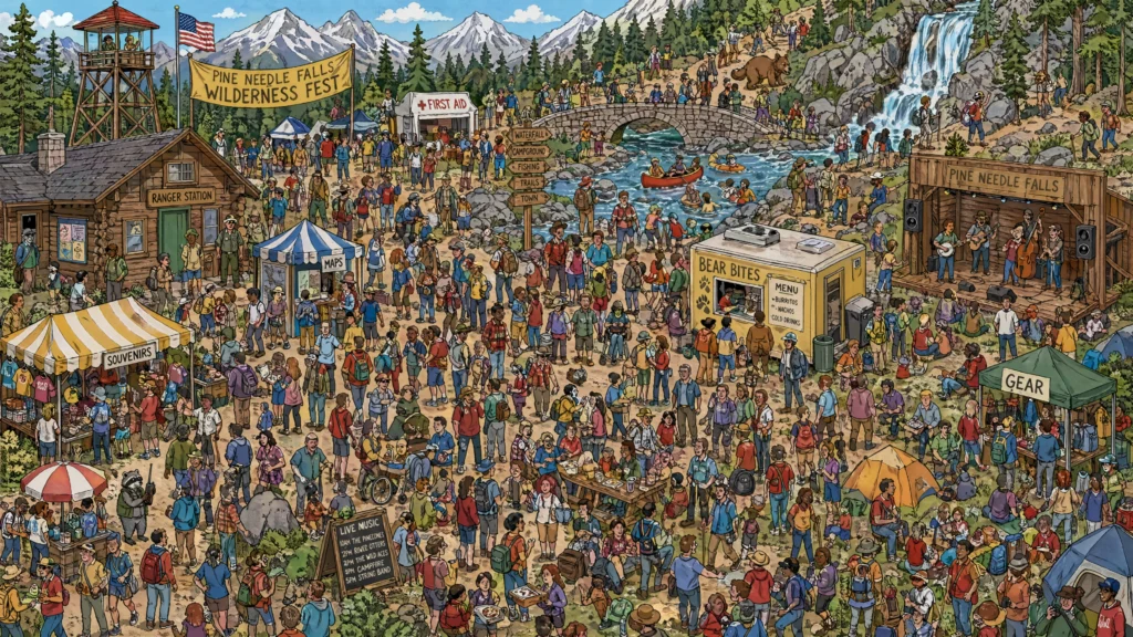 Big complex image, lots of detail, good wording, there is indeed a raccoon with a ham radio.