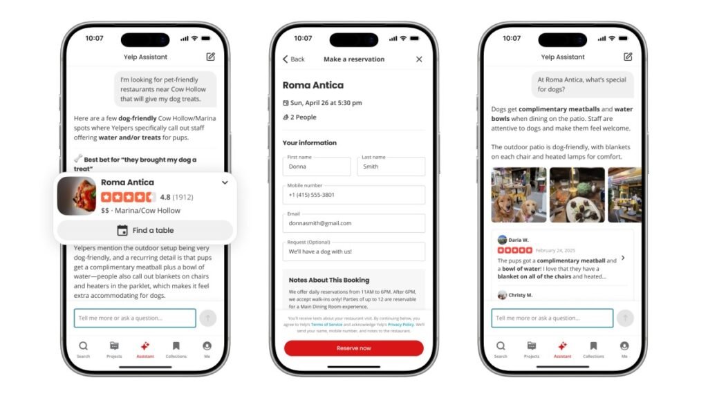 Yelp's updated AI assistant can answer questions and book a restaurant or service in one conversation