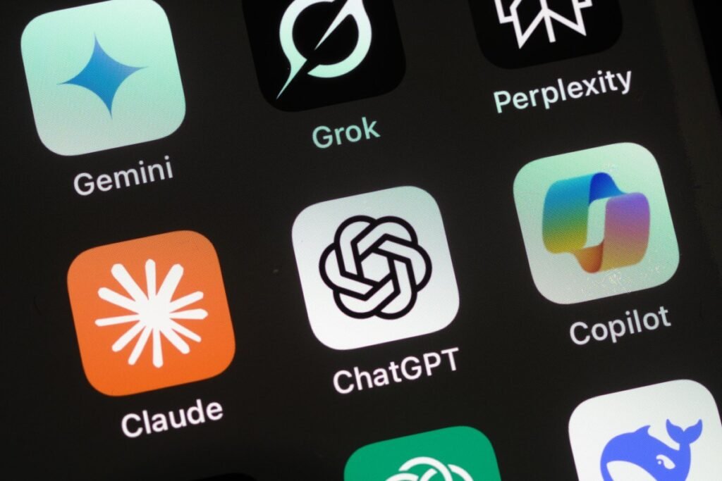 Apple iPhone screen with Artificial Intelligence icons.