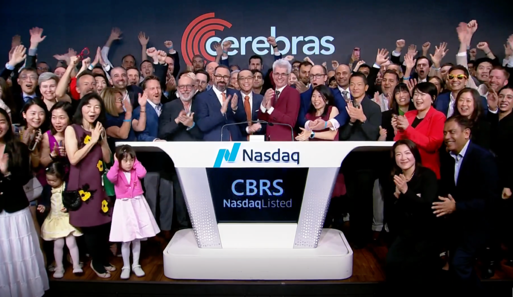 Cerebras raises $5.5B, then stock pops $108%, in the first huge tech IPO of 2026 Cerebras Nasdaq opening bell
