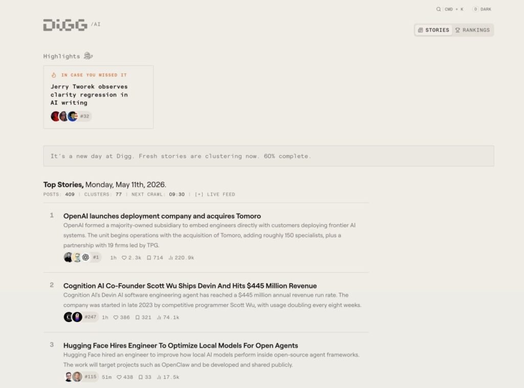 Digg tries again, this time as an AI news aggregator