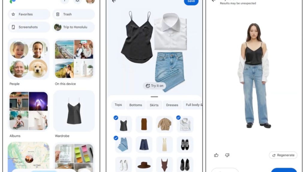 screenshot of the interface of Google Photos' new AI Wardrobe feature.