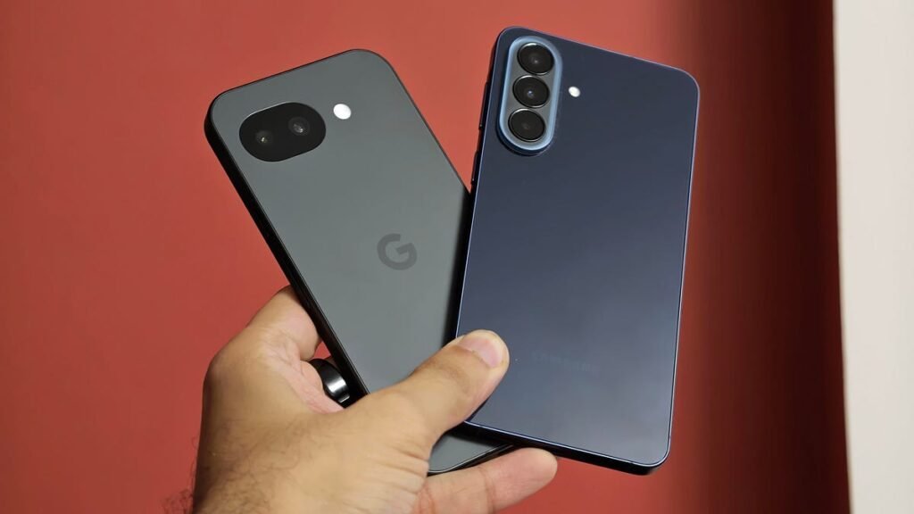 Prakhar Khanna holding the Google Pixel 10A and Samsung Galaxy A57.