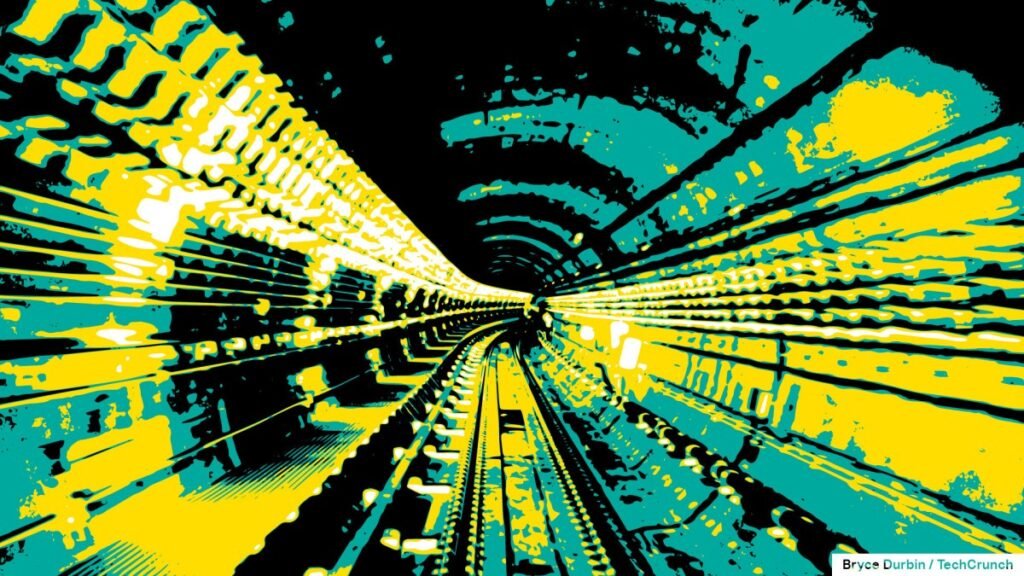 Law enforcement shuts down VPN service used by two dozen ransomware gangs an illustration of an underground tunnel using mostly green, yellow and black