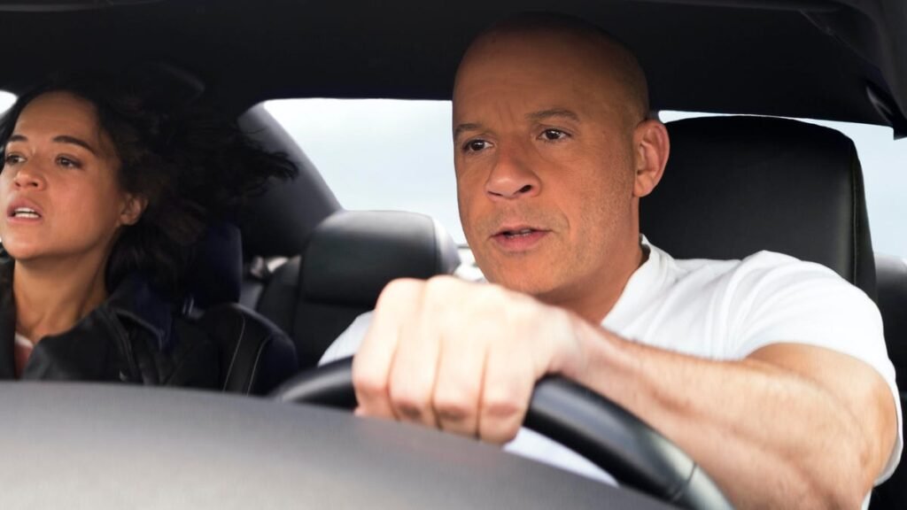 Fast and Furious 9 vin diesel in car with michelle rodriguez