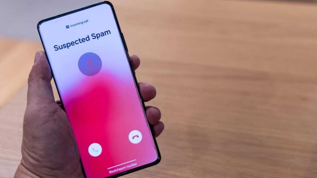 smartphone with suspected spam call coming in