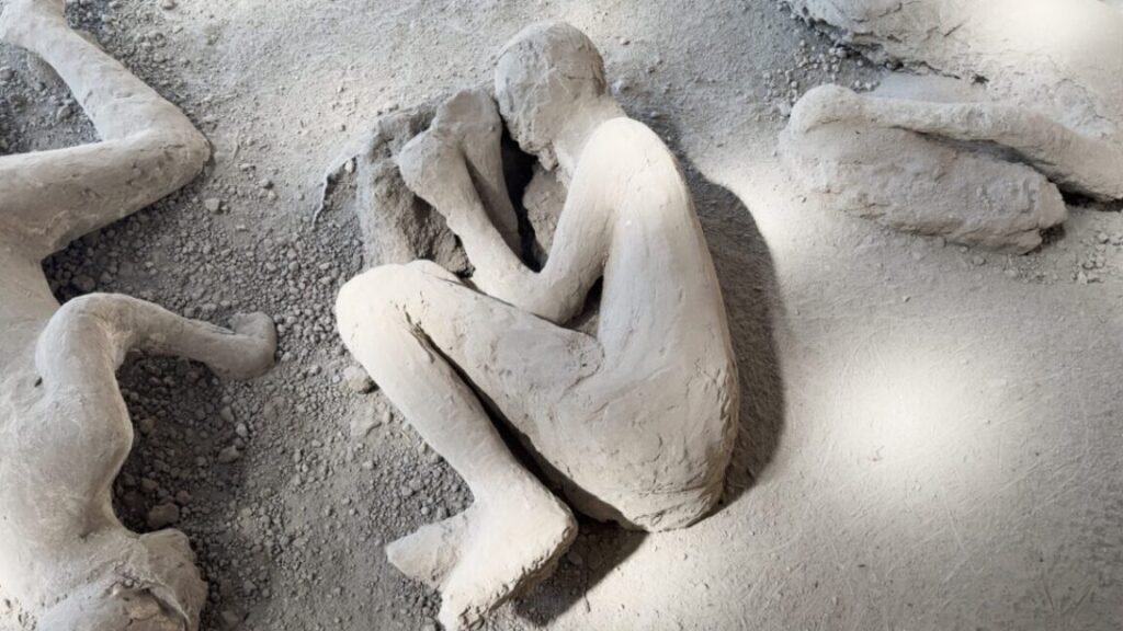 Plaster cast of the Vesuvius eruption victim in which the small case was found.