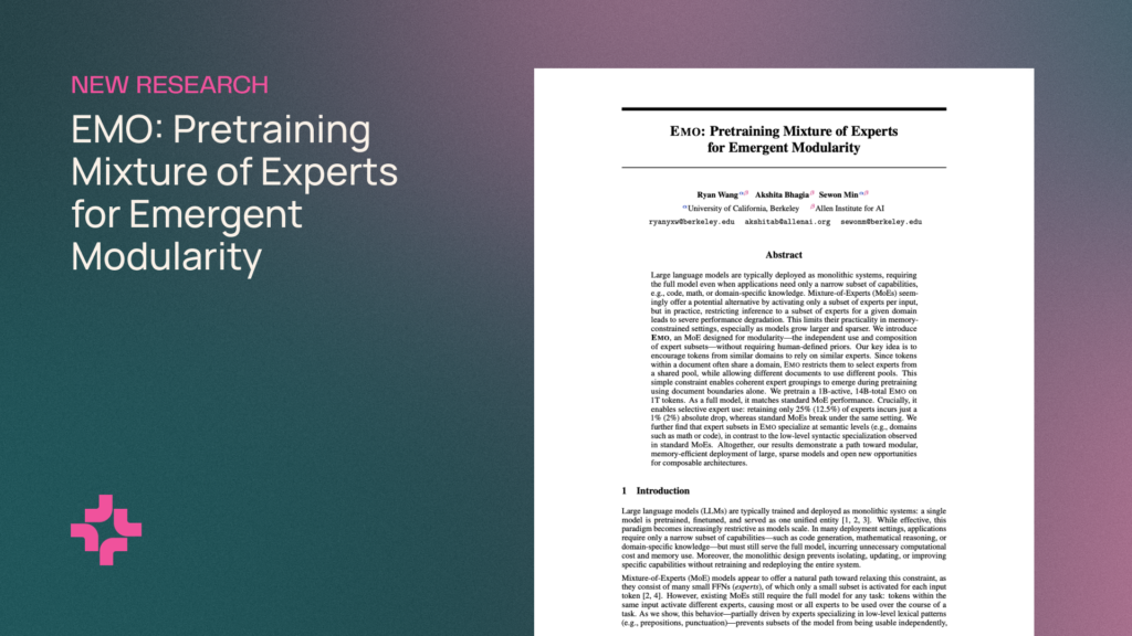 Pretraining mixture of experts for emergent modularity