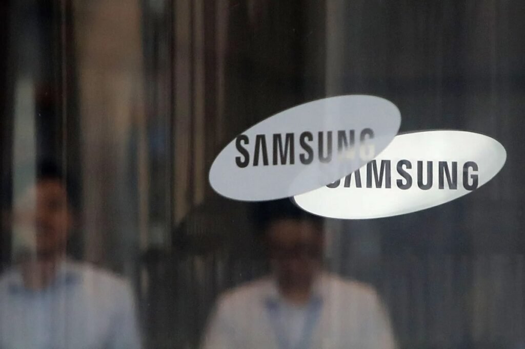 The Samsung logo is displayed at the Samsung office.