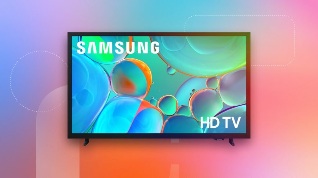 A Samsung H5000F TV on a CNET background
