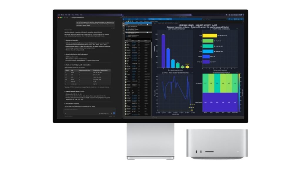 A Mac Studio with an Apple monitor