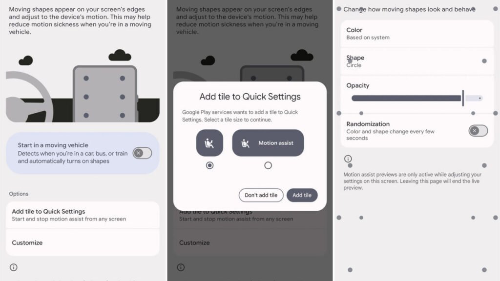 Google's anti-nausea Motion Assist dots finally rolling out on Android
