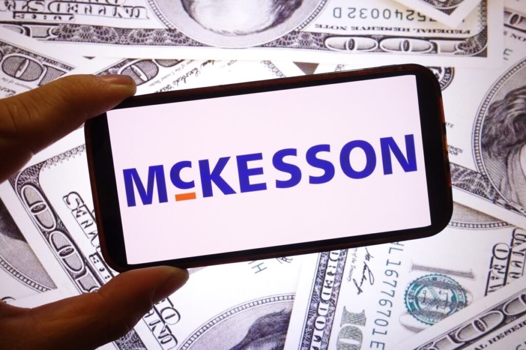 mckesson logo on a background featuring cash notes