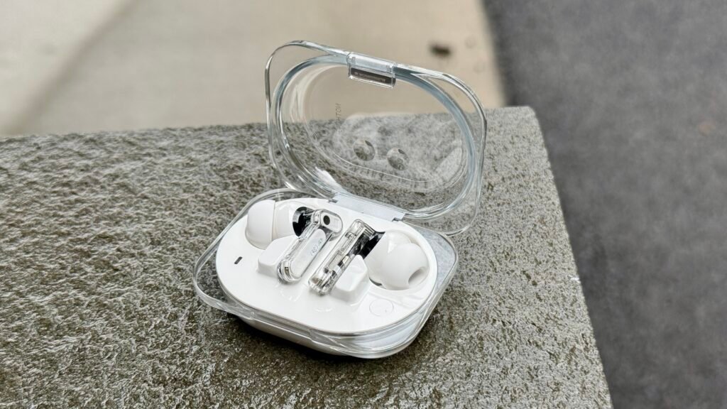 Nothing’s Earbuds 3A Didn’t Wow Me, but They’re Still a Good Value Shot of the Nothing Ear 3a buds lying intheir case with the case lid open