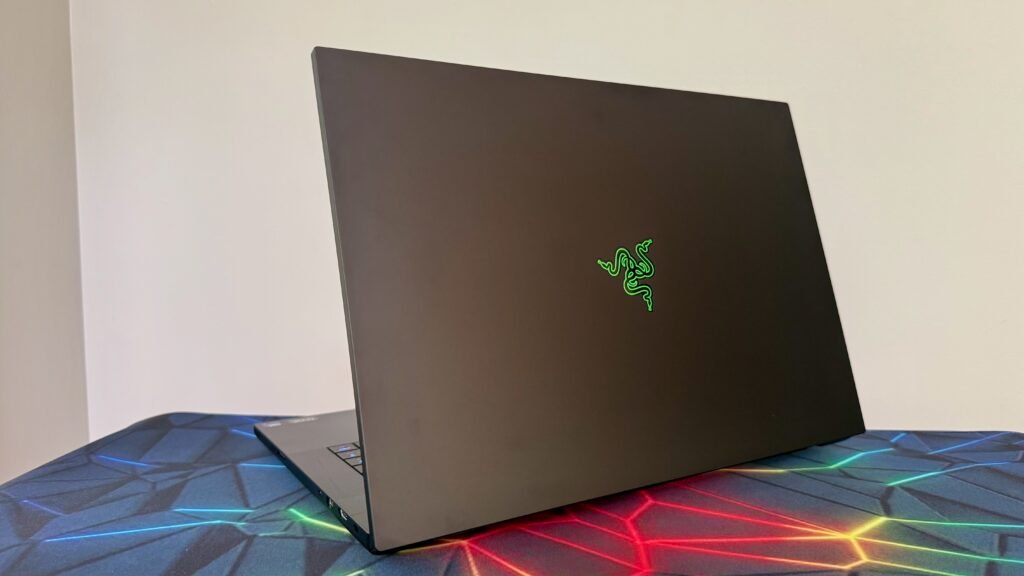 Razer Blade 18 Review: Biggest (but Not Heaviest), Baddest Gaming Laptop Money Can Buy Razer Blade 19 gaming laptop facing away to show green logo on lid