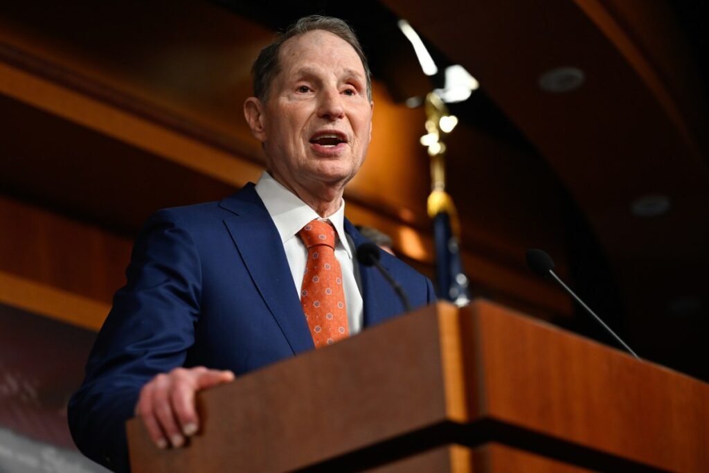 Senator Ron Wyden, a Democrat from Oregon, during a news conference at the US Capitol in Washington, DC, US, on Wednesday, June 17, 2026.