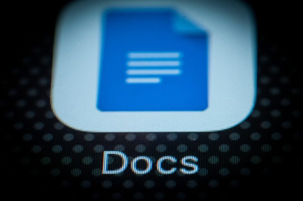 The Google Docs application is seen on a portable device in this photo illustration on December 6, 2017.