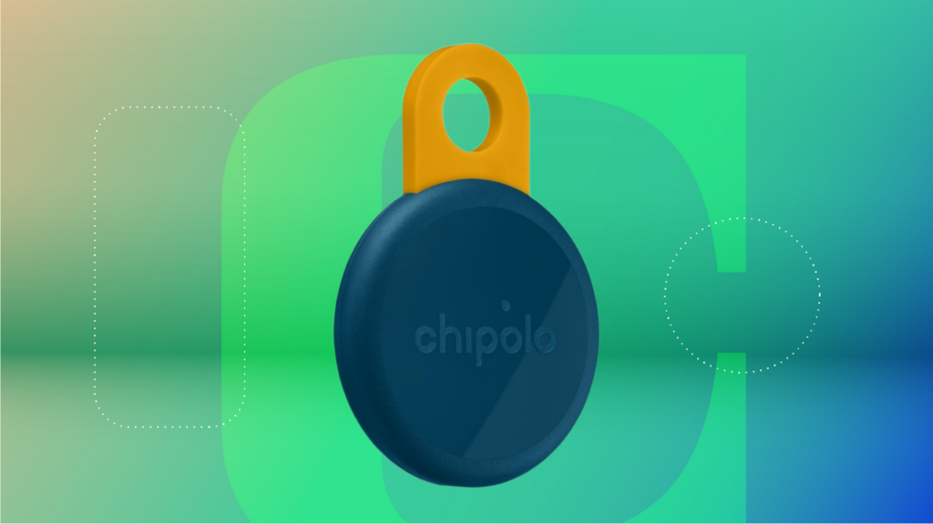 Chipolo loop tracker against a green background