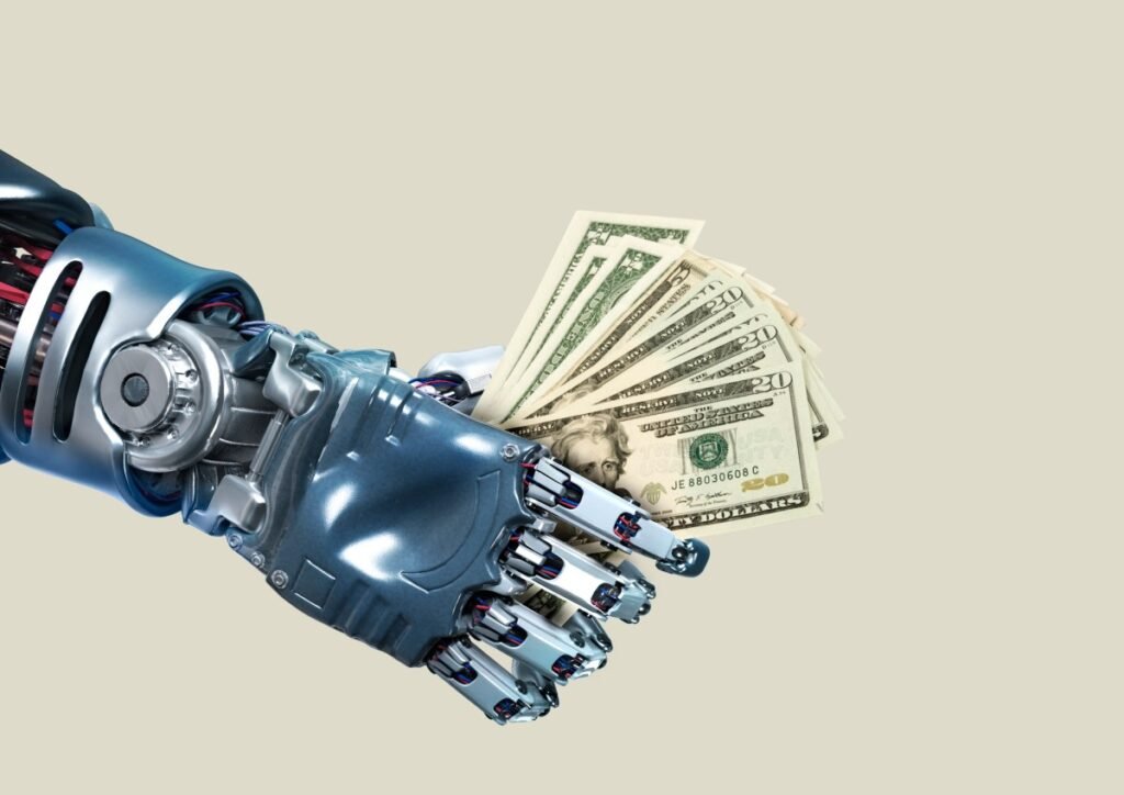 Robot hand holding money