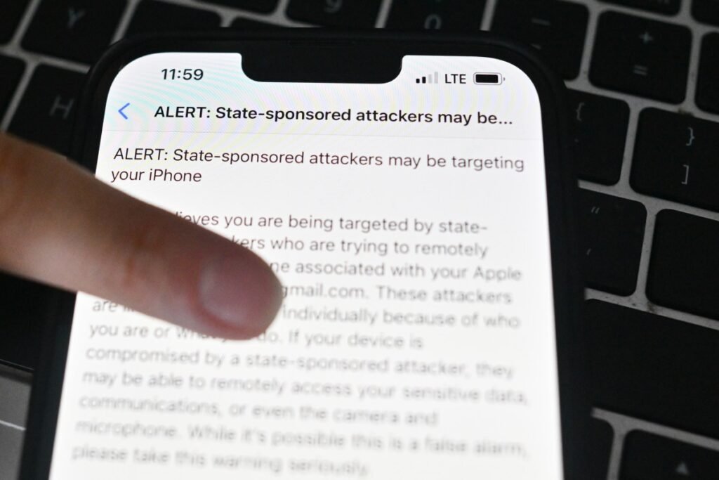 ‘Unprecedented’ number of Apple users received recent spyware alert, say investigators A Polish journalist iPhone displays an Apple alert saying "state sponsored attackers may be targeting your iPhone" on March 07, 2024 in Warsaw, Poland.
