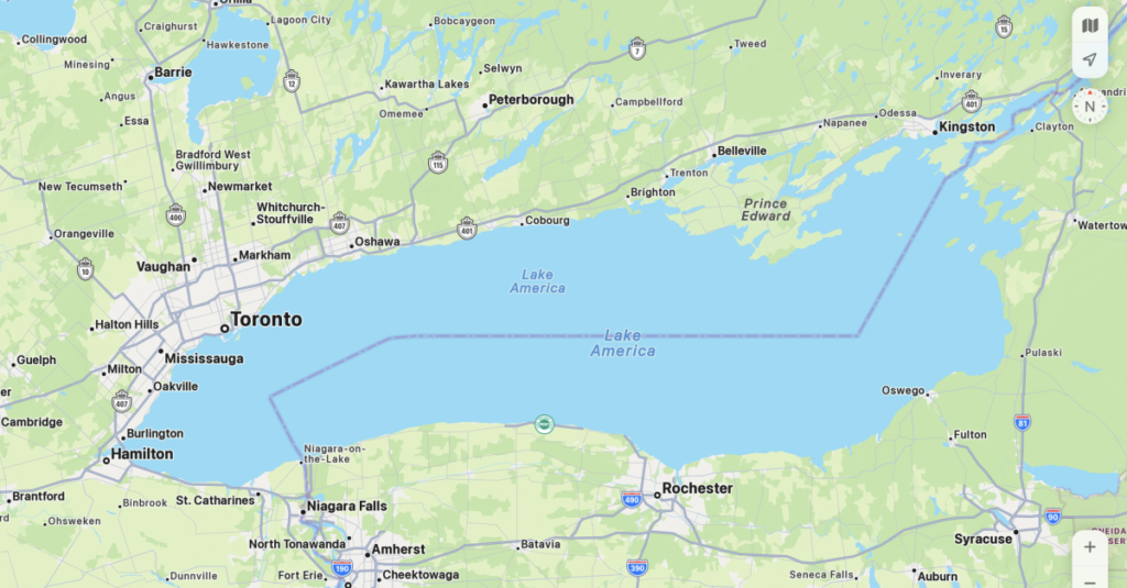 Apple Maps follows Google in renaming Lake Ontario Apple Maps follows Google in renaming Lake Ontario