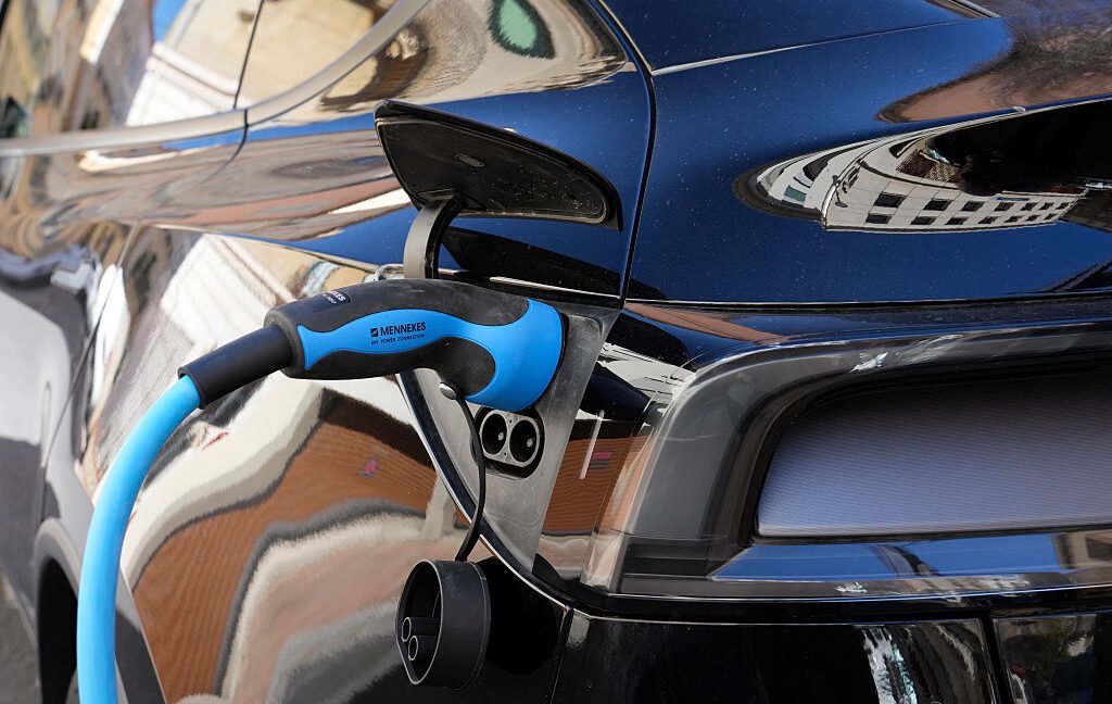 EV batteries last longer than drivers feared PERPIGNAN, FRANCE- SEPTEMBER 03: An electric vehicle charges batteries at Perpignan Charging Station in Rue du Castillet on September 03, 2026 in Perpignan, France. (Photo by Horacio Villalobos#Corbis/Corbis via Getty Images)