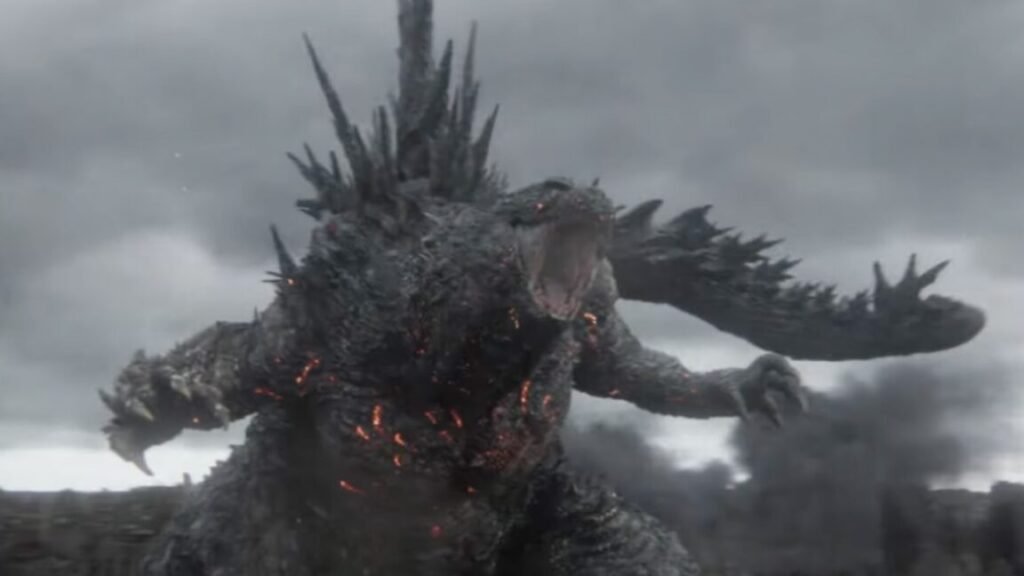 AN enraged Godzilla roars at attackers