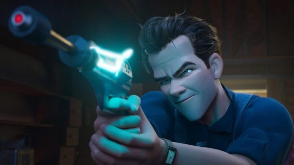 animated man aiming a futuristic ray gun