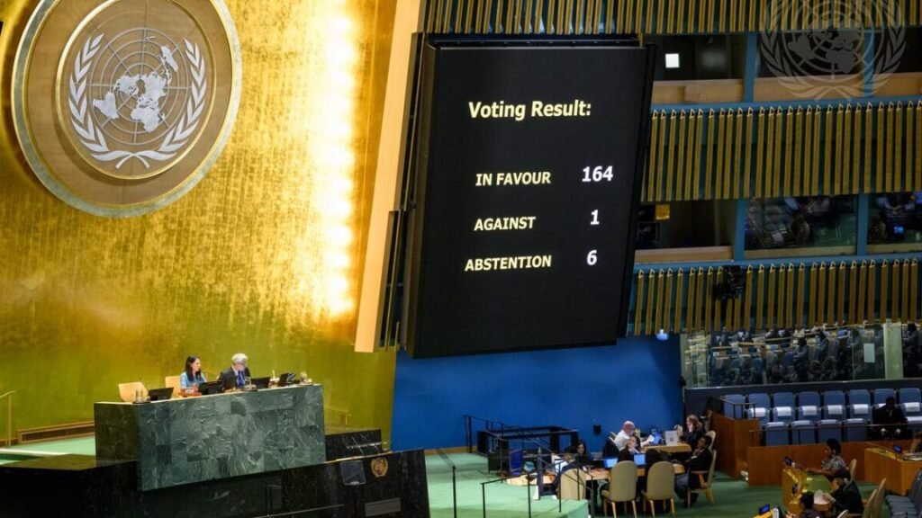 UN “Correct the Map” resolution won’t change Mercator map use in navigation apps Members of the UN General Assembly can be seen sitting beneath the UN world symbol and a screen showing the final voting results that overwhelmingly favored a "Correct the map" resolution.