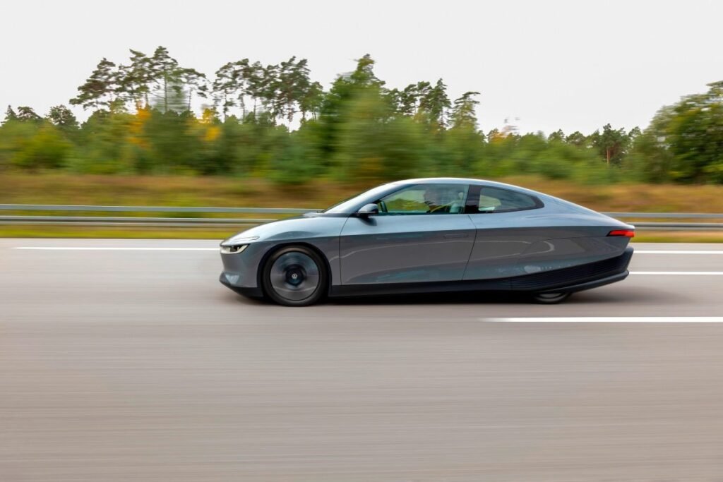 A side view of a prototype car.