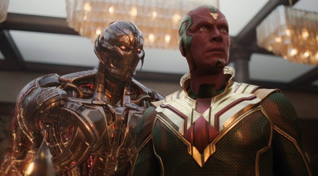 trailer still showing vision and a robotic figure standing together