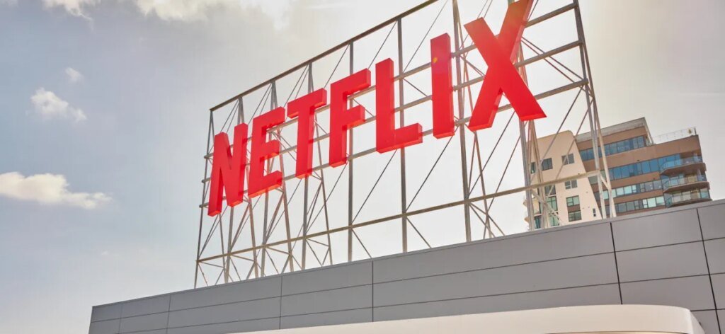 Netflix sign atop building